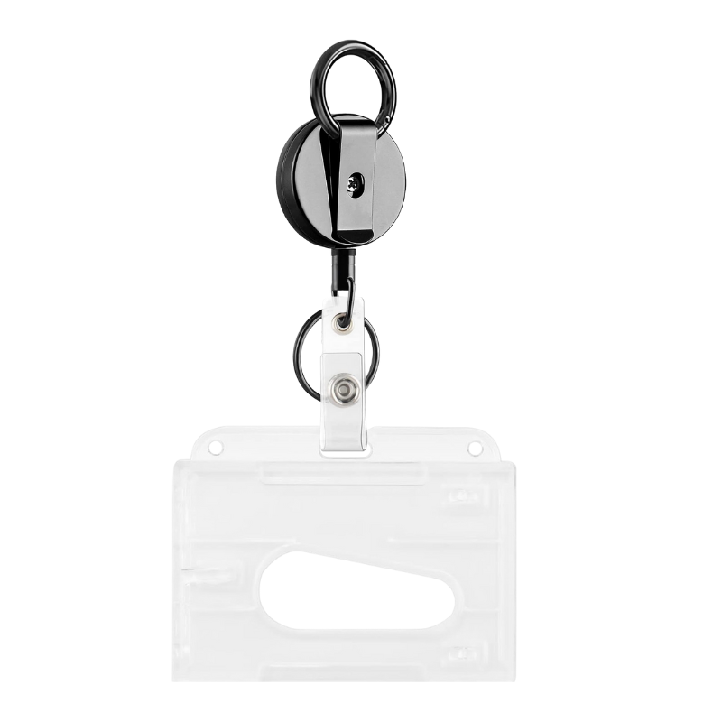 Heavy Duty Badgehouder/ Sleutelhanger met Trekkoord - 150 Gram Draaggewicht - 6 sets - Combibadge